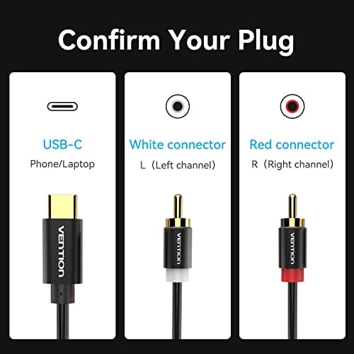 VENTION USB C to 2X RCA Audio Cable Type C to 2RCA Stereo Adapter Cable,USB-C to Dual Cinch Plug Y Cable for Phone,Tablet,Speaker,PS5,Amplifier,DVD,TV,Soundbox,Macbook Pro (1.5M/4.92ft) — view 4