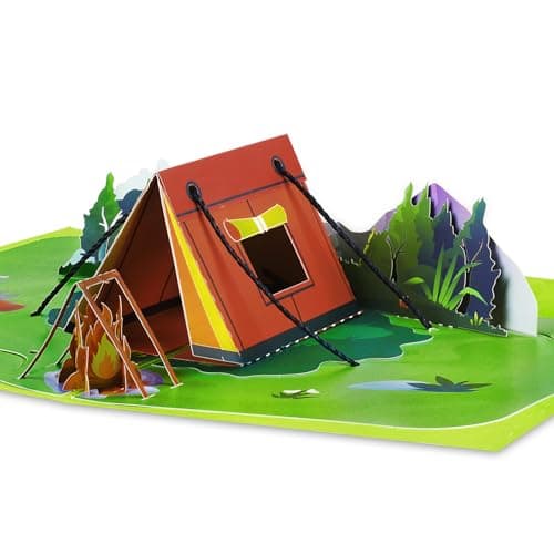 GREETING ART Pop Up Birthday Card for Him,Camping 3D Pop Up Greeting Card, Outdoor Nature Birthday Card, Retirement Card,Thank You Card Outdoors, Camping Card for Husband Dad