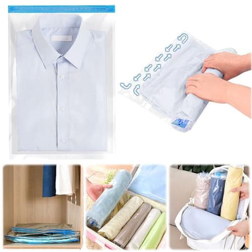 5 pack Vacuum Storage Bags With Zipper, Space Saver Bags Household clothing storage bag Transparent - hand roll bag, Compression for Comforters and Blankets, Sealer Clothes Storage (35 * 50cm)