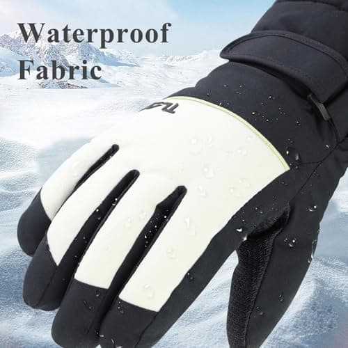 Andiker Ski Gloves Women, Warm Windproof Waterproof Thermal Glove with Thick Plush Lining Anti-Lost Buckle Non-Slip Palm Touchscreen Winter Gloves for Women Skiing Hiking Cycling (Black) — view 4