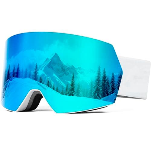 SPOSUNE Ski Goggles OTG Anti-Fog Snow Goggles for Men Women, UV400 Protection Snowboard Goggles for Skiing & Snowboarding