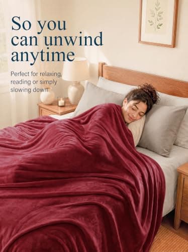 Utopia Bedding Ultra Soft Fleece Double Blanket (150x200cm- Burgundy) — view 6