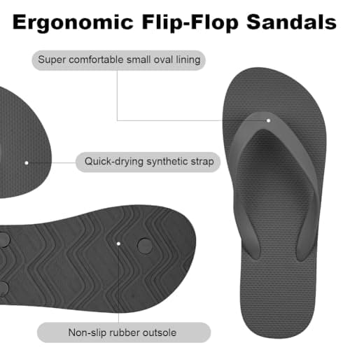 Aomig Unisex Flip Flops Ladies Girl Men Flatform Beach Flip-Flop Slim Rubber Flip Flops Women's Yoga Mat Comfortable Beach Platform Sandals Slip-Resistant Flat Flip Flops(Grey-UK Size-9-10) — view 6