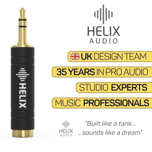 Helix Five Headphone Adapter – 6.35mm to 3.5mm Adapter - Stereo Jack Converter - Gold-Plated 1/4 to Mini Jack Adapter for Headphones, Amps, Mixers, Instruments, Audio Devices (Single) — view 5