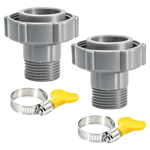 CYUXING 4Pcs Pool Hose Drain Adapter with Garden Clamps, Connects To Garden Water Pipes, Suitable For Coleman Bestway Above Ground Pool Drain Plug, Stainless Steel