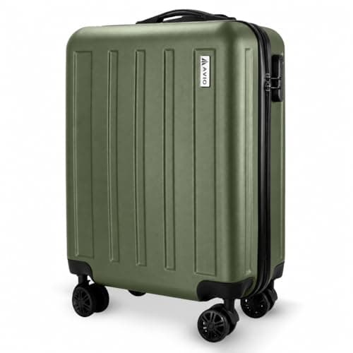 AVIO 55cm Cabin Suitcase | Lightweight Four-Wheel Spinner Lock - Dark Green
