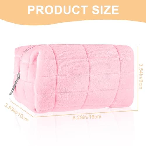 Sibba Makeup Bag Small Zippered Toiletry Organizer Make Up Travel Traveling Cosmetic Storage Case Skincare Cute Fluffy Polyester Purse Brush Set Pouch Daily Essentials Bathroom Display Womens — view 3