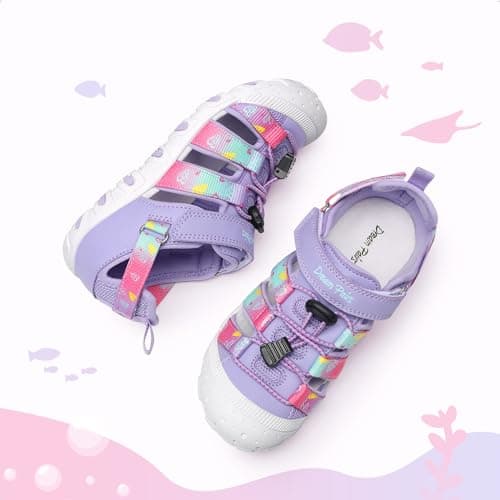 DREAM PAIRS Kids Comfy Sport Sandals,Purple,4 Big Kid — view 6