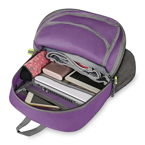 Jedebartey Rucksack, 20L Ultra Lightweight Backpack Foldable Hiking Daypack Small Travel Day Bag for Men Women Kids Outdoor Sports Camping Mountaineering Walking Cycling Climbing (Purple) — view 4