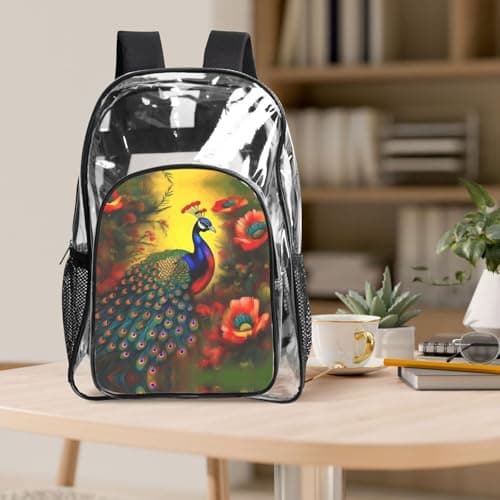 WZYCWB Peacock flowers Patterned backpack set (lunch bag and pencil case) | Perfect for school, work, business trips, and travel. — view 6