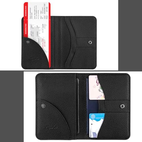 Lychii Leather Passport Wallet for Women and Men, PU Travel Protector Wallet Pouch Protective Case for Passport, Boarding Pass and ID Card — view 4