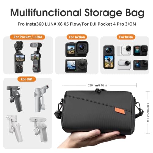 Carrying Bag Travel Case for Insta 360 Luna Go Ultra X5 X4 Air Accessories — view 6