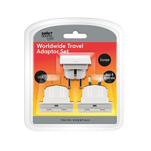 Safe and Sound SA6032 Worldwide Travel Adaptor Set - Three Single Socket Adaptors (full list of countries below)