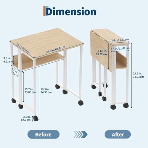 Aptliton Folding Desk, No Assembly Small Computer Desk, 80cm Portable Foldable Table for Small Spaces, Sturdy Home Office Writing Workstation for Bedroom, Study, Students (Brown) — view 2