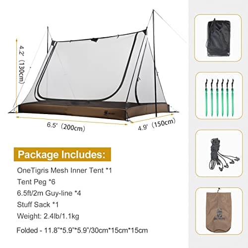 OneTigris Mesh Tent, Ultralight Ventilated 2 Person Tent with 3 Openings — view 3