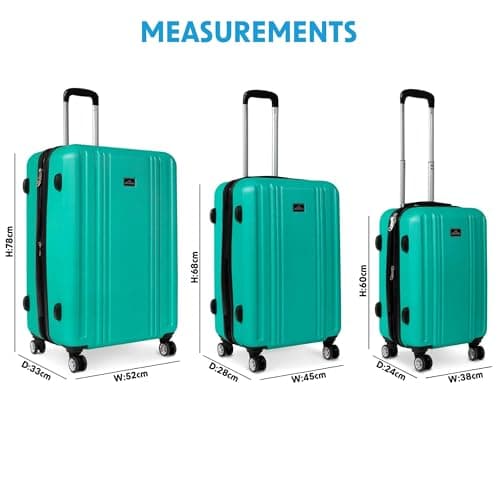 Dellonda Suitcase Set 3-Piece Lightweight Hard Shell Luggage with TSA Lock - 20", 24", 28" - Teal — view 6
