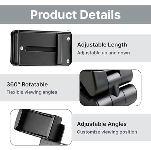 pawpoem 2 Pack Airplane in Flight Phone Holder, 360° Rotatable Travel Stand, Foldable Adjustable Phone Mount, Portable Desk Clamp for Airplane, Train, Office, Bed, Kitchen, Travel Essentials — view 3