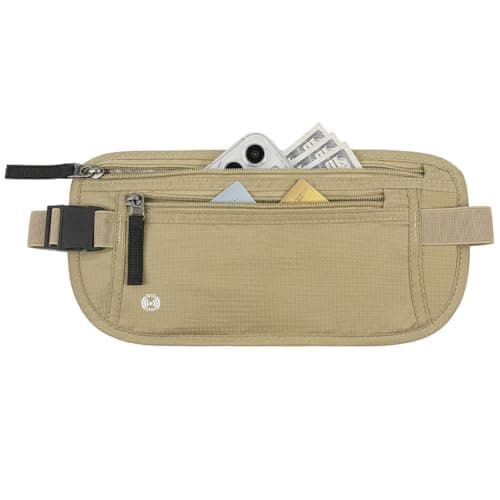 DiULi Bum Bag with RFID, RFID Blocking Anti-Theft Passport Holder Waist Bagfor Passport Holder Cash Phone, Hidden Travel Wallet for Secure Travel, Underclothes Bum Bag for Men & Women, Khaki