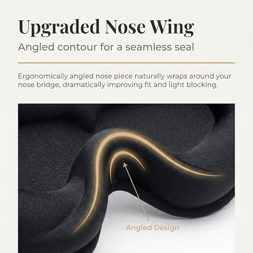 Silk Sleep Masks for Women & Men 100% Blackout Eye Mask, Zero Pressure 3D Design, Nose-Contoured Ultra Soft Blindfold for Sleep & Travel, Includes Earplugs & Storage Case, Black — view 3