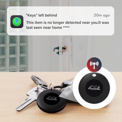 Bluetooth Tracking Tag with Leather Keychain, MFi Certified Key Finder Locator, Luggage Tracker, Works with Find My App iOS Only, Item Finder for Car Keys, Bags, Backpacks, 1-Pack — view 2