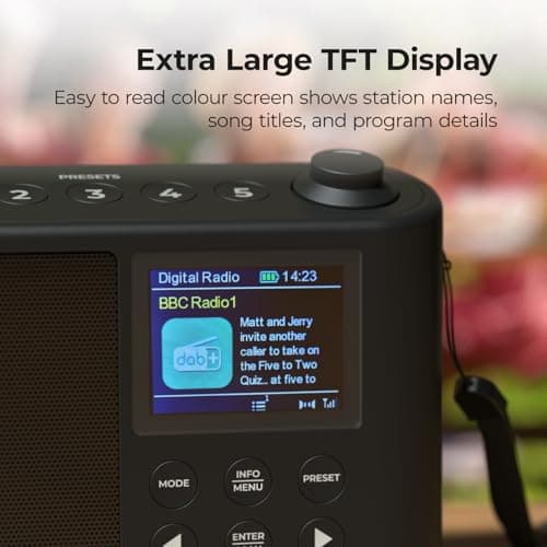 DAB Radio Portable, DAB Plus/DAB Radio, FM Radio, Small Radio, XL Large LCD Display Portable Radios Mains and Battery, USB Charging for 10 Hours Playback, (Spectrum by iBox) — view 6