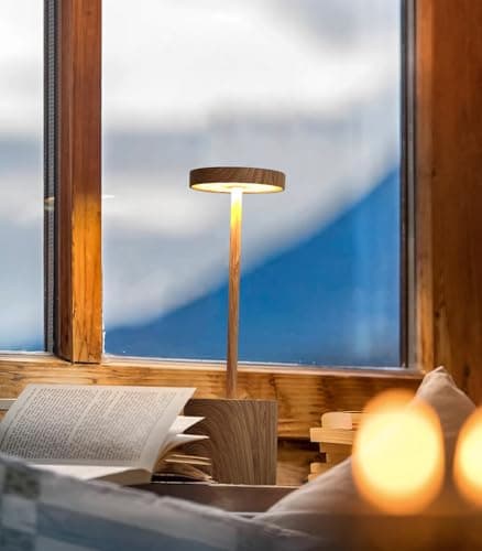 Barryca 2 Pack Cordless Rechargeable Table Lamp, 3 Color Temperature & Dimmable, IP54 Waterproof Battery Operated Portable LED Light for Outdoor, Patio, Restaurant, Bedside, Shower (Bamboo) — view 5