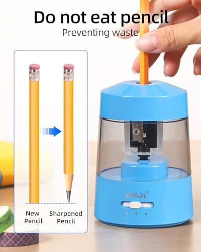 ZMOL Electric Pencil Sharpener for 6-12mm Jumbo Colored & No.2 Pencils Blue — view 5