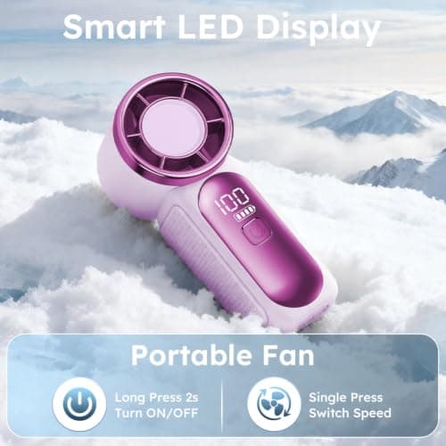 AUAUY Portable Handheld Mini Fan, 6 Adjustable Fan Speeds(Purple) — view 6