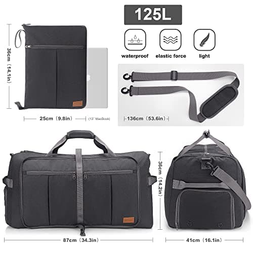 Upeelife 125L Foldable Travel Duffle Bag, Large Waterproof Holdall Bags — view 2