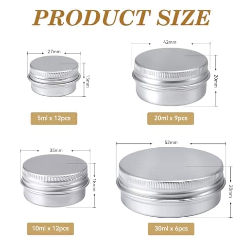 12Pcs Aluminum Tin Jars 10ml, GAUATO Travel Pots for Toiletries Sample Pots Empty Small Pot with Lids, Lip Balm Containers Round Mini Makeup Containers Travel Tubs for Lotion, Cream, Mini Candles — view 4