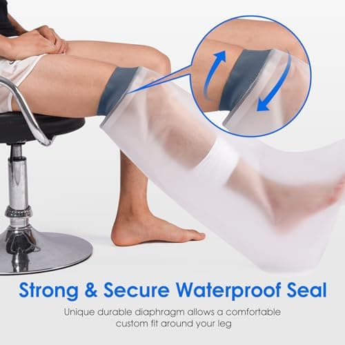 COMFYTHERA Large Waterproof Leg Cast Cover for Shower Foot Wound Protector Bath Adult Watertight Cast Bag Showering for Surgery Leg, Ankle, Foot Burns Reusable Keeps Wounds Dry (B-Short Leg) — view 3