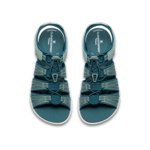 Clarks Women's Athleisure Fisherman Sandal, Teal Textile, 8 Wide — view 5