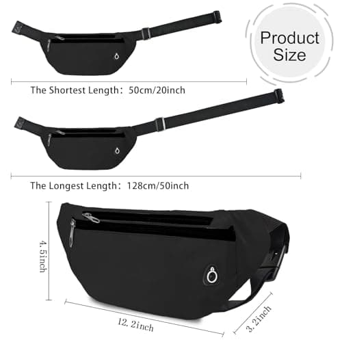 Rosoz Bum Bag, Belt Bag Women's Bum Bag Men's Gifts Sports Waist Bags for Outdoor Travel Running Bicycle, black, Pocket umbrella — view 2