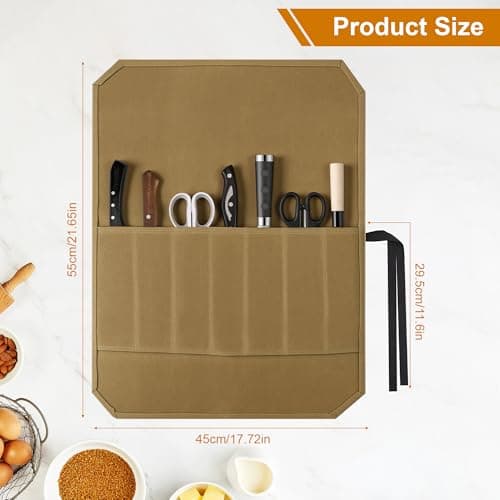 Hahorpa Chefs Knife Roll Bag, Waterproof Canvas Chef Bag with 7 Slots — view 2