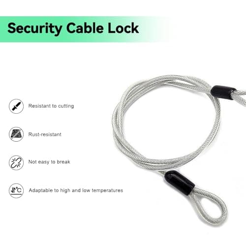 2 Pcs Security Steel Cable,3mm*1m Double Loop Flexible Securities Cable Lock,Vinyl Coated Stainless Steels Flexible Security Steel Cables,for Outdoor Travel Bike,Luggage & Toolbox(Transparent). — view 2