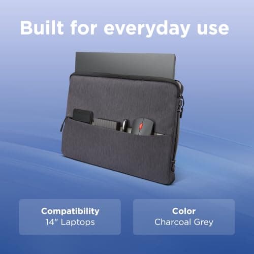 Lenovo Laptop Urban Sleeve Case | Up to 14 inch | Water Repellent | Grey — view 3