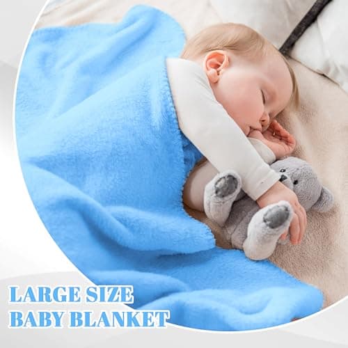 10 Pack Nursery Cot Blankets, 100 x 150 cm Blue Soft Flannel Nap Blankets — view 4