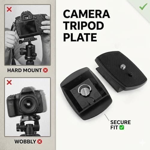Hopzab Camera Quick Release Plate, Universal Tripod Mount Adapter with 1/4 Inch Screw, Durable Plastic for Easy Camera Attachment, 4.3x4.3cm — view 5