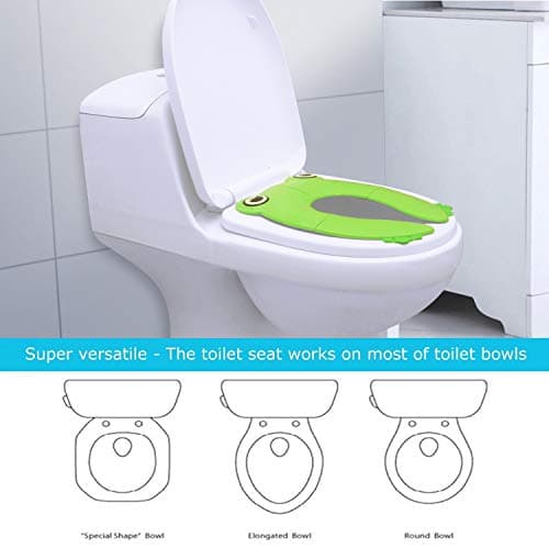 PandaEar Toilet Seat Cover | Folding Travel Toilet Seat for Children and Potty Training with Non-Slip Silicone Pads | Recyclable Toilet Seat (Green) — view 6