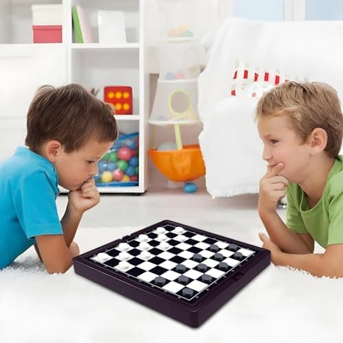 Saijer Mini Games, 6-in-1 Travel Games Snakes and Ladders for Kids Travel Board Games Set Kids Chess Set Pocket Game Portable Mini Magnetic Board Game for Party — view 6