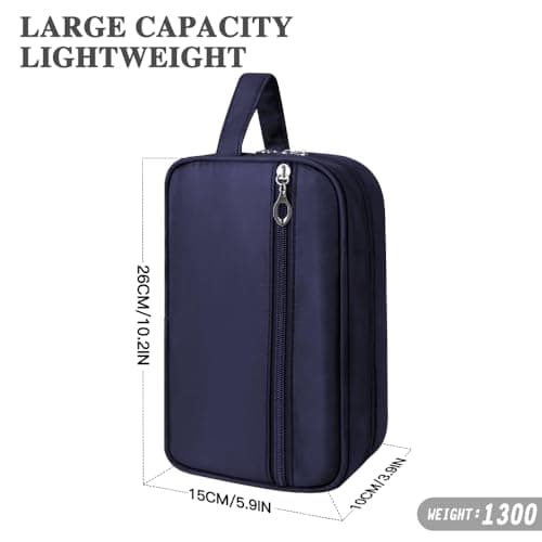 Toiletry Bag for Men, Large Travel Wash Bag Water-Resistant Gym Shaving Organiser Bag, Shower Bathroom Makeup Bag with Handle for Cosmetics Brushes Tools (Blue) — view 5