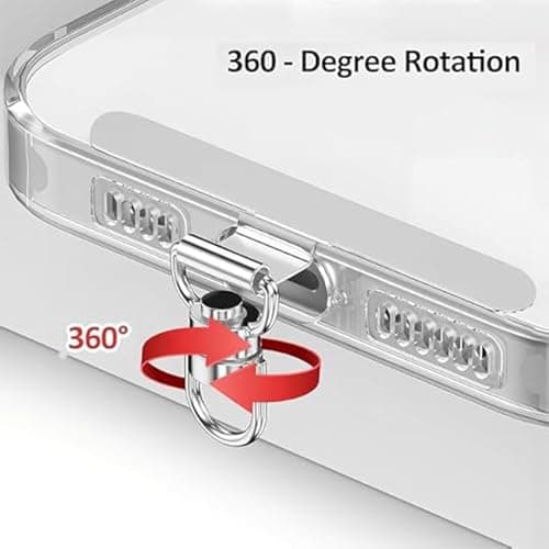 hankousi 4Pcs Phone Tether Tab Set, 360° Rotating Alloy Mobile Replacement Lanyard Patch Silver Black Gold & Rose Gold Universal Lanyard Adapter for Phones — view 3