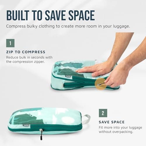 7 Pack Large Packing Cubes for Travel - Ultra Lightweight Expandable Compression Packing Cubes for Clothes (Landscape) — view 5