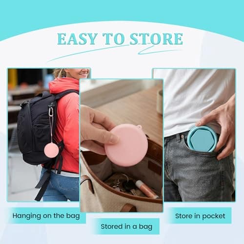 Foppla 4-Pack Collapsible Silicone Travel Cup, Foldable Reusable Mug with Lid, Portable for Camping, Picnic, Hiking, BPA Free & Dishwasher Safe(180ml*4) — view 5