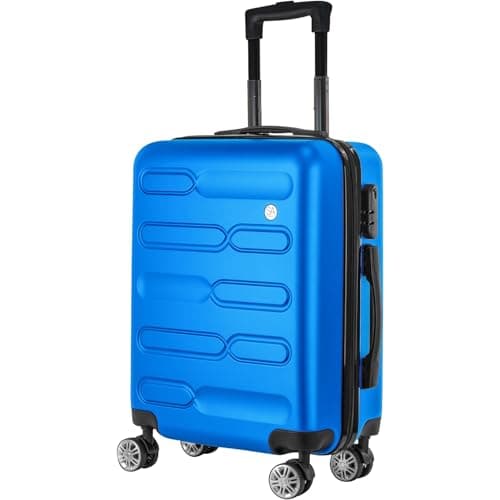 SA Products Cabin Suitcase - 34L Carry On Hard Shell Bag - 55x40x20 - Blue