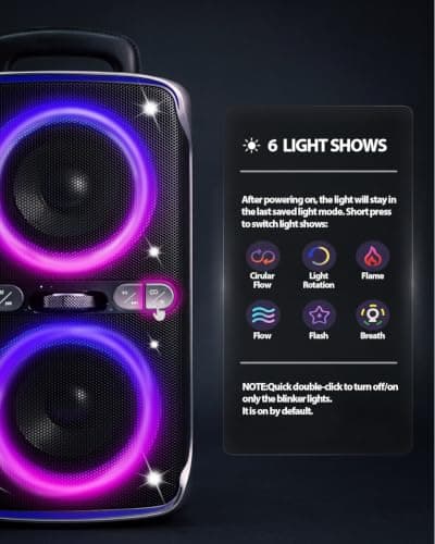 DGoak Party Bluetooth Speaker - 240W Peak Loud Speaker, Dazzling Light Show, Deep Bass, IPX4 Waterproof, 15H Battery, TWS Pairing, BT 5.3 Wireless, Portable for Home/Outdoor/Beach/Pool Party — view 3