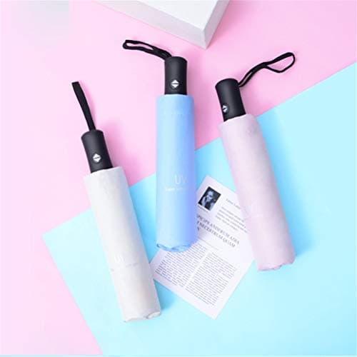 Maibar Sun Umbrella UV Protection SPF 50 Travel Folding Automatic Mini Umbrellas for Women Handbag Size Travel Parasol (Light Blue) — view 5