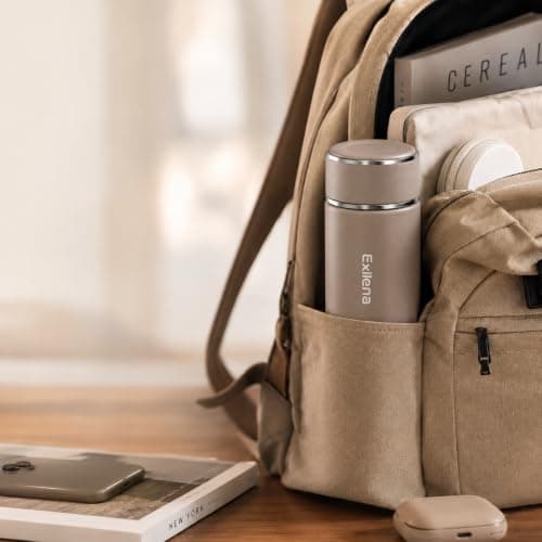 【Upgraded】 Exllena Small 500ml Water Bottle for Handbag – Small Flask for Hot & Cold Drinks, Perfect Small Insulated Water Bottle for Travel, Milk, Coffee...(Brown) — view 6