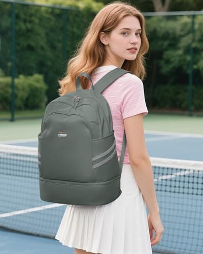 SZLX Gym Backpack for Women with Shoes Compartment & Wet Pocket Foldable Carry On Large Travel Laptop Backpack Waterproof Casual Daypack School Bag Sports Gym Bag for Swimming Yoga — view 3
