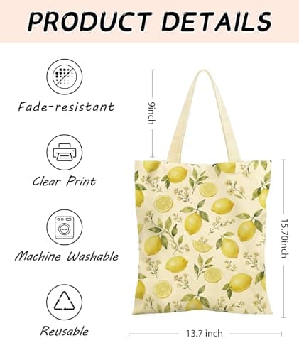 Lemon Canvas Tote Bag Women - Ladies Polyester over the Shoulder Bag Girl — view 3